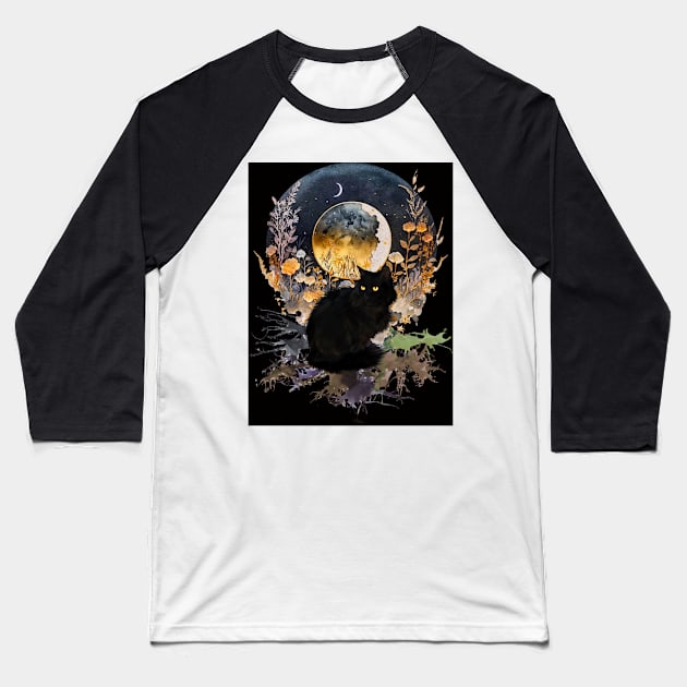 Kitty Kat's Night Adventure Baseball T-Shirt by incarnations